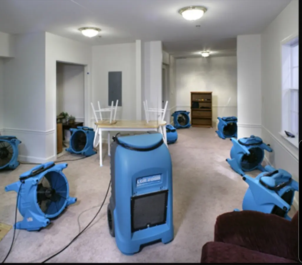 Air movers and dehumidifier setup for Water Extraction & Removal in Coachella